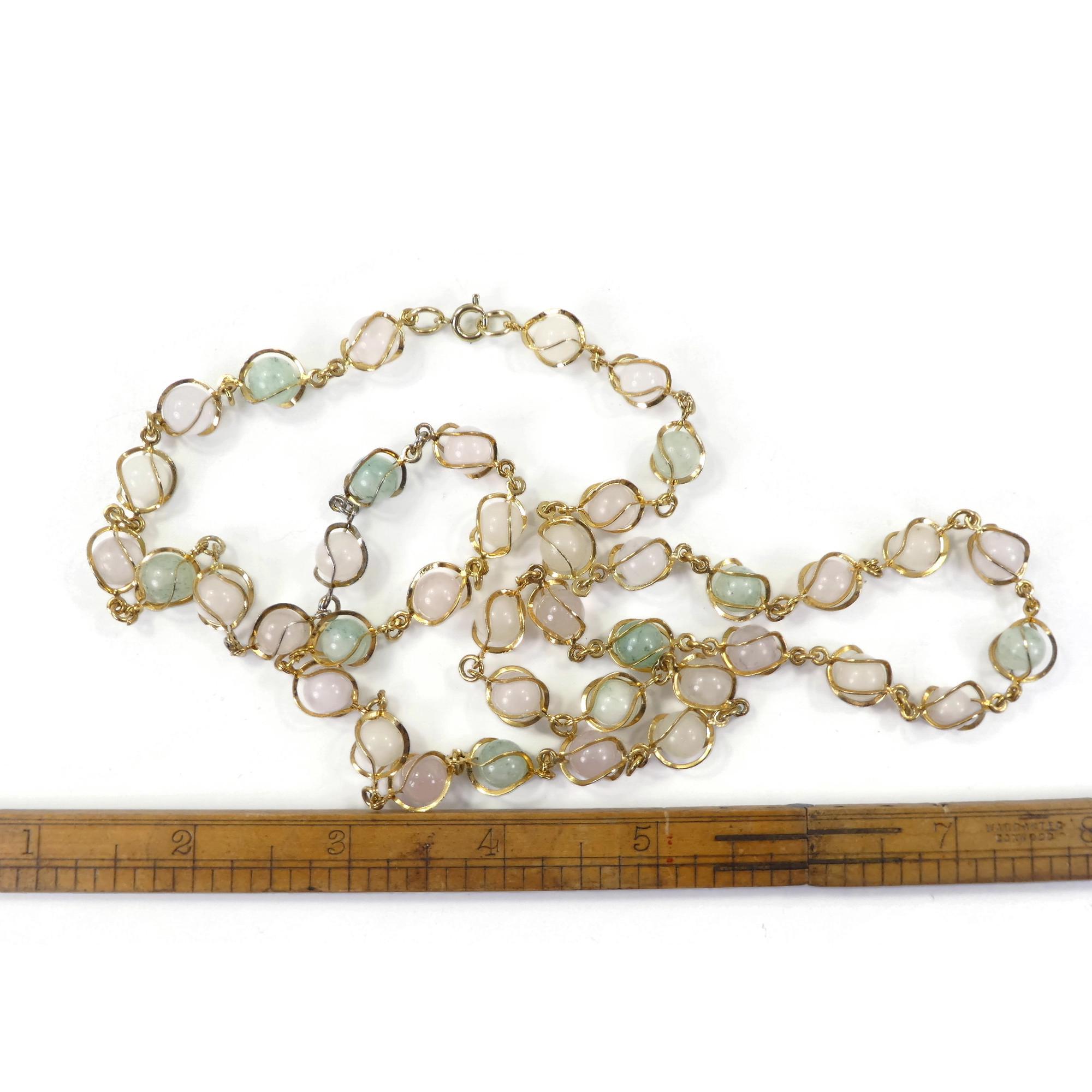 Collier Vintage Aventurine Verte – Gros Maillons Rétro, Bijou Ancien Naturel