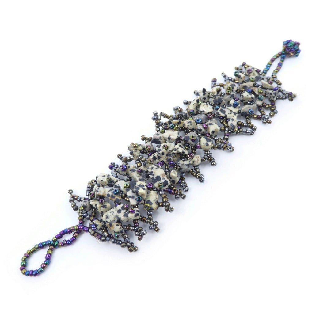 Vintage Seed Bead Bracelet Stone Beads Iridescent LENGTH Etsy