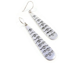 Drop Dangle Earrings, Silver Tone, Hooks