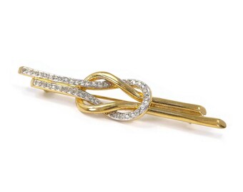 Belle Broche Vintage En Forme De Nœud - Finition Dorée Et Argentée Texturée - Bijou Ancien élégant