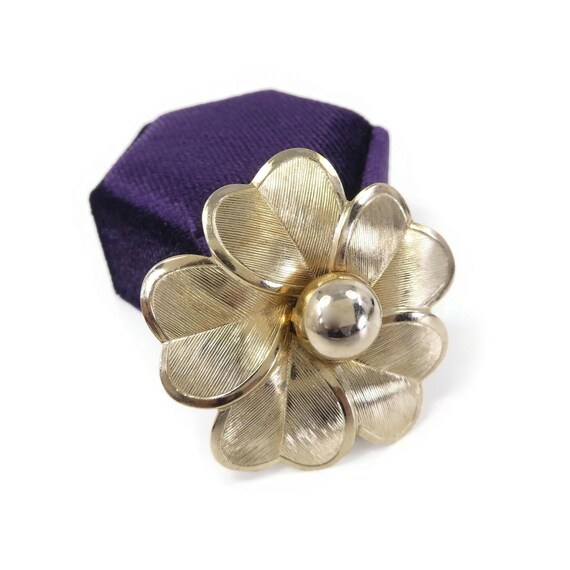 Broche Vintage Laiton Doré Pour Foulard - Diamètre 35 Mm - Pièce Française Ouvragée