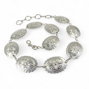 Vintage, Concho Style Gürtel, Links, silberfarben