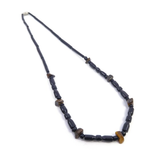 Vintage Black Coral Bead Necklace Tiger's Eye Hawaiian Etsy
