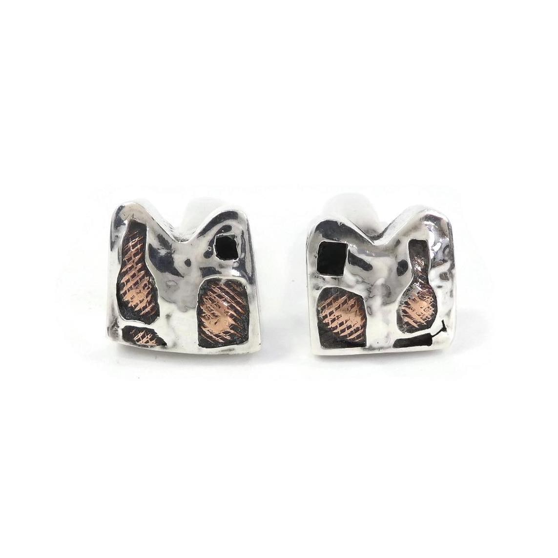 Vintage Sterling, Azza Fahmy Style, Mud House Cuff Links, Copper