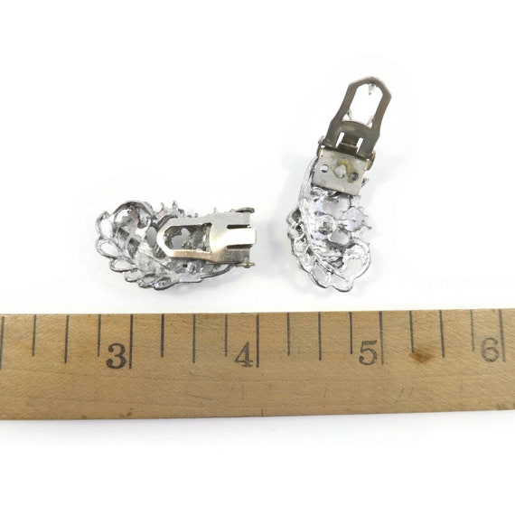 Vintage, Clear Rhinestone, Dress Clips, Silver To… - image 3