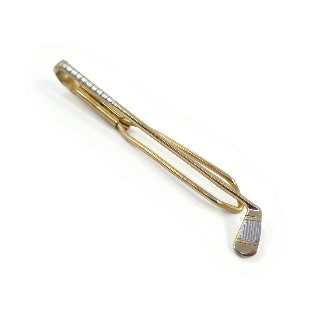 Vintage ANSON, Golf Club Tie Slide, Gold Silver Tone, Signed Etsy