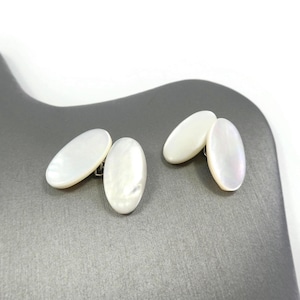 vintage, nacre, boutons de manchette, boutons de chemise, ton argenté