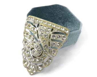Vintage, Rhinestone Dress Clip, Silver Tone, Signed Goody