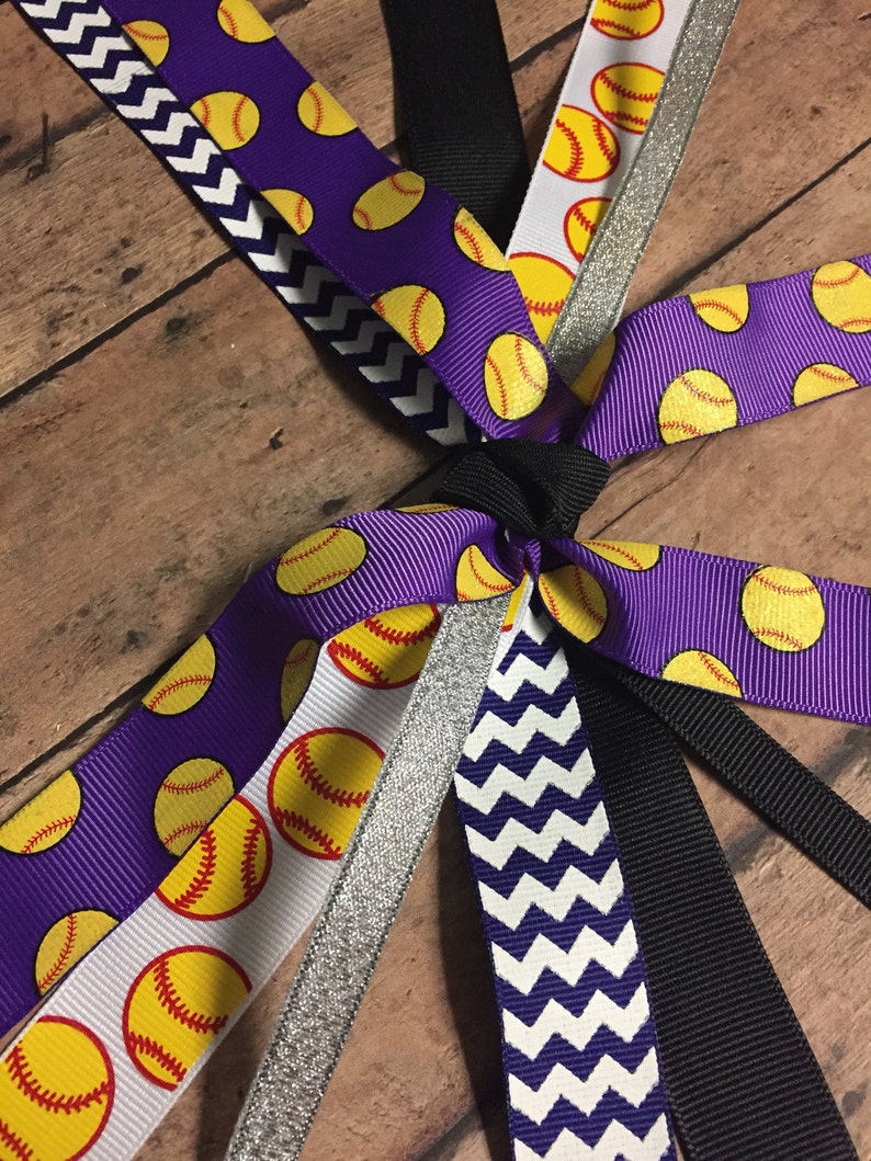 Purple Softball Ribbon Softball Streamers Softball Ribbons Etsy