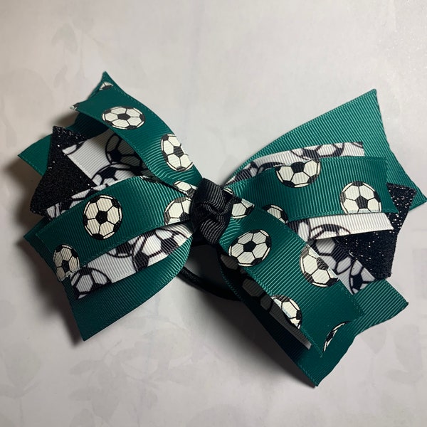 Spike Hunter Green Soccer Bow, Green Bow, Ponytail Bow, Team Order