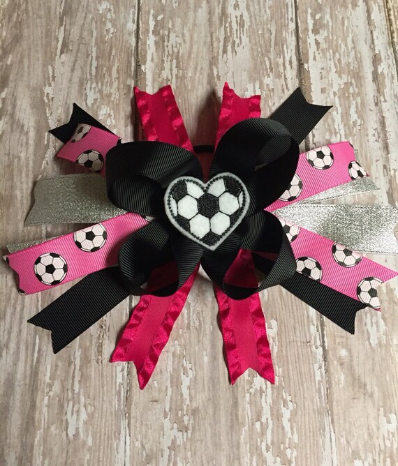 Items similar to Hot Pink Soccer Bow, Soccer Streamer, Soccer Bow