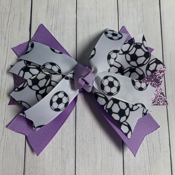 Spike Lavender Soccer Bow, Soccer Bow, Ponytail Bow, Team Order, Glitter Ribbon