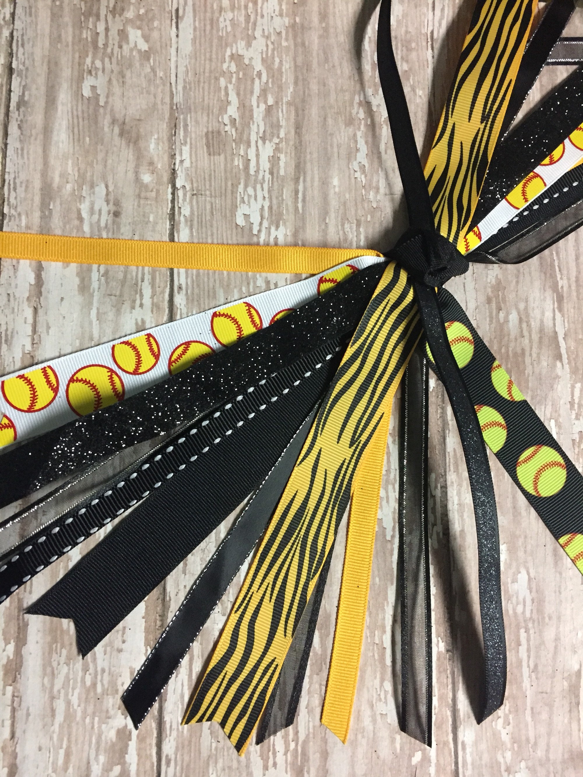 Softball Streamer, Black Softball Ribbons, Full Streamer, Golden Yellow ...