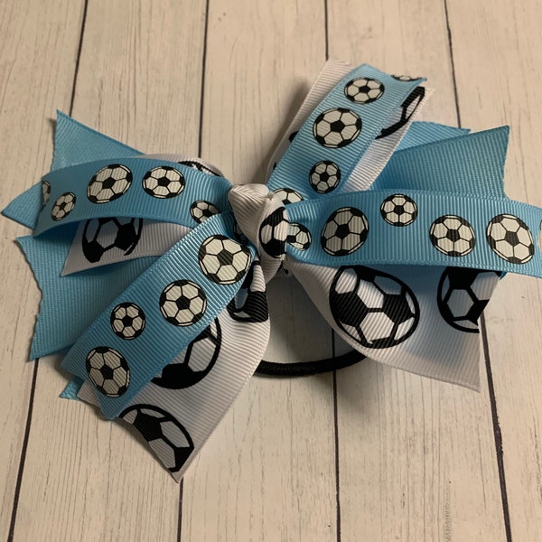 Spike Light Blue Soccer Bow, Blue Bow, Ponytail Bow, Team Order, Pick Your Team's Colors