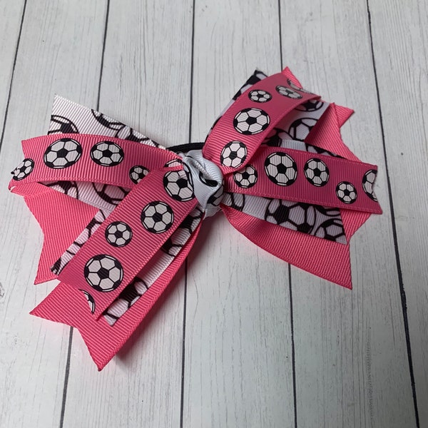 Spike Soccer Bow, Hot Pink Bow, Ponytail Bow, Hot Pink Jersey,