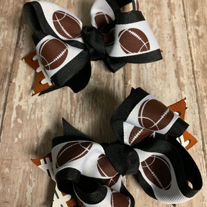 Football Bows, Football Tram, Super Bowl Bows, Pigtail Bows