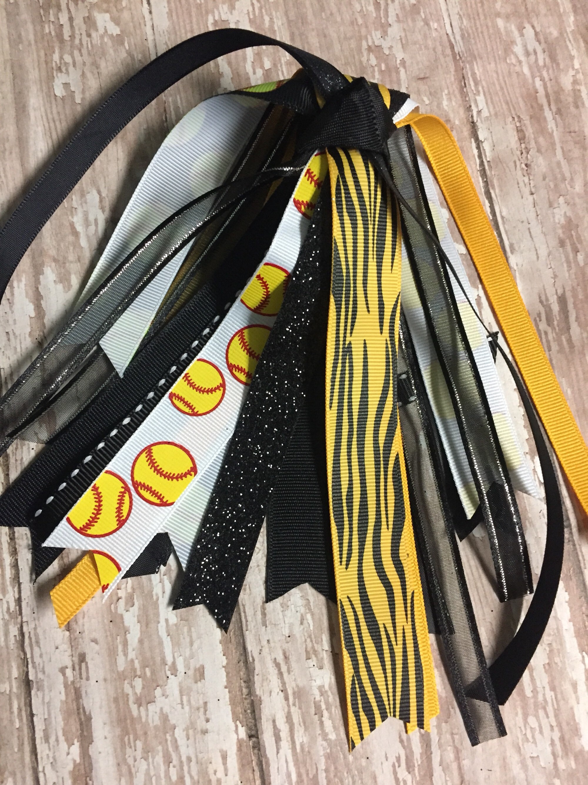 Softball Streamer, Black Softball Ribbons, Full Streamer, Golden Yellow ...