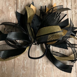 Competition Streamers, Gold and Black, Gymnastic Ponytail Streamers, Gymnastics Hair Ribbons
