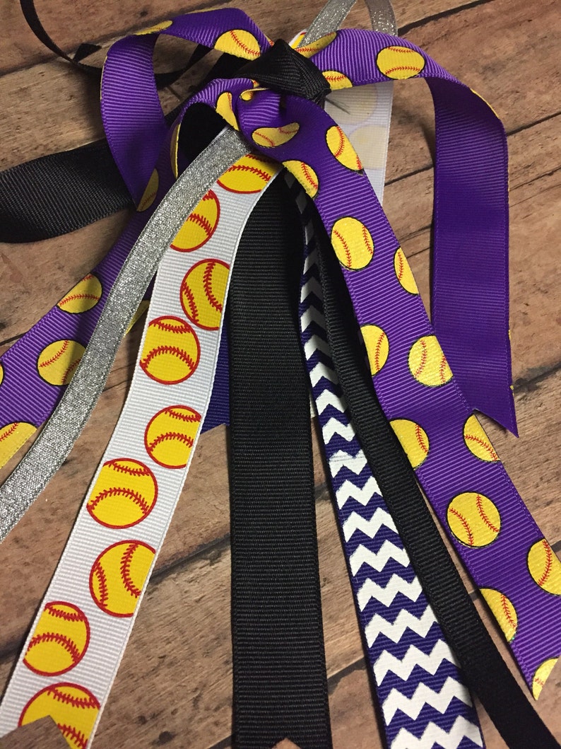 Purple Softball Ribbon Softball Streamers Softball Ribbons Etsy