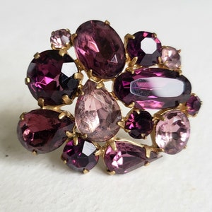 Vintage Purple Rhinestone Brooch - Vintage Jewellery 76y