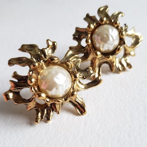 Vintage Micris - French Designer - Signed  Faux Pearl Earrings - Clip on - Vintage jewellery 64