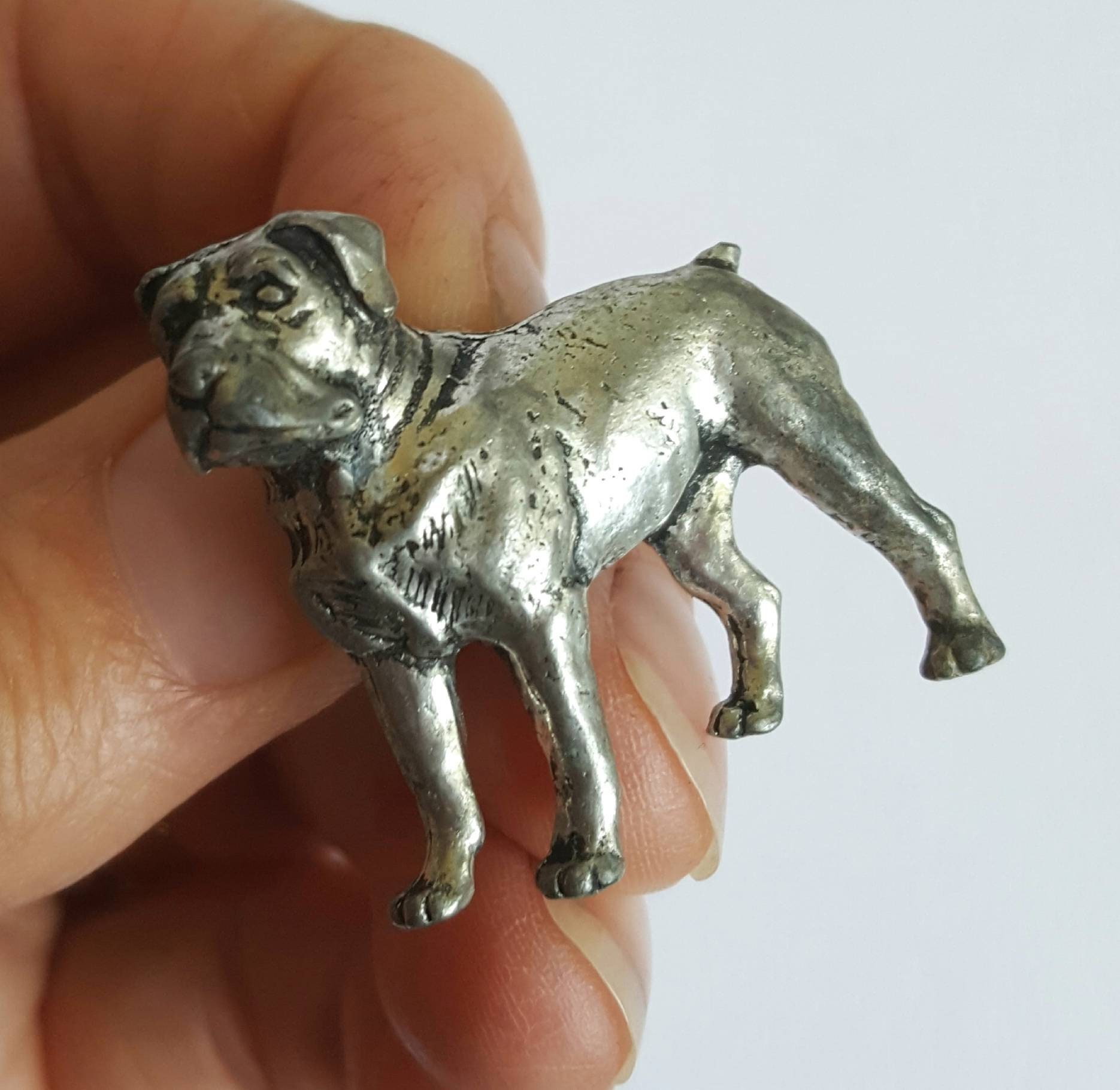 Pewter Bulldog Brooch / Tie Pin Vintage Pewter Jewellery | Etsy