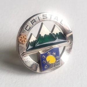 Cristal Alpine Souvenir Bar Brooch  - Ski School - Travel Souvenir 209