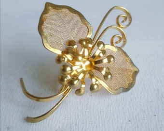 Vintage Goldtone Blumenbrosche - Geschenke für sie - Vintage Schmuck - 198