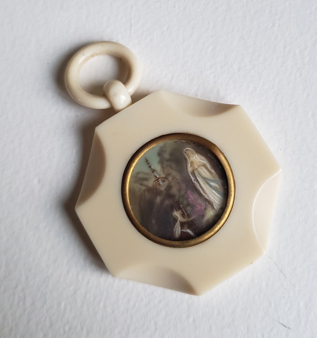 Vintage Lourdes Souvenir Pendant – Our Lady of Lourdes & St. Bernadette ...