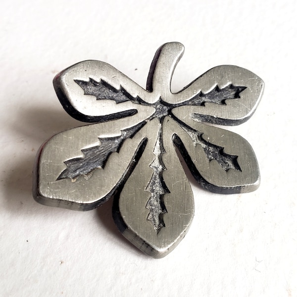 R. Tennesmed Sweden Vintage Pewter Leaf Brooch - Vintage Jewellery  - Swedish Jewellery- Scandinavian Jewellery