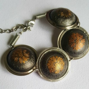 Vintage Damascene Style Flower Bracelet - Gifts for her - Women's Jewellery - Vintage Jewellery 285