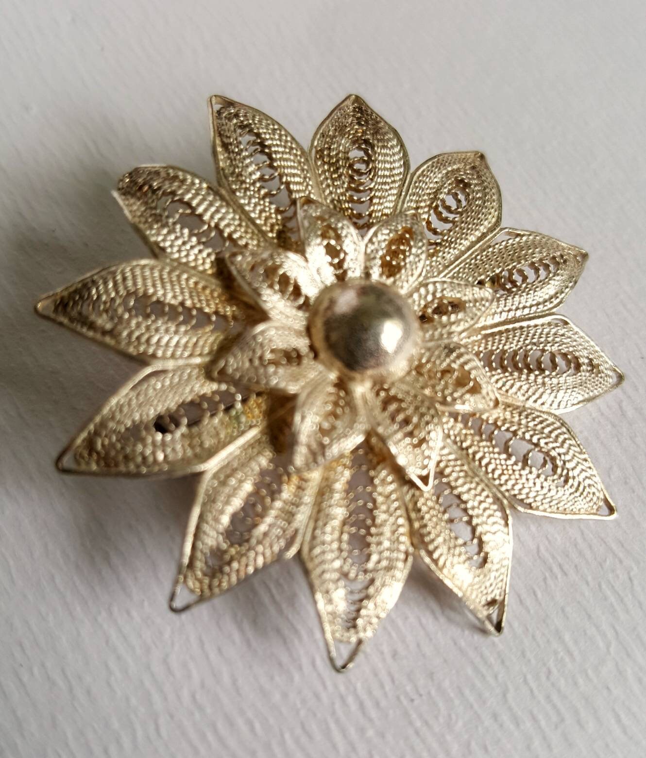 Vintage Silver Filigree Flower Brooch Gifts for Her | Etsy