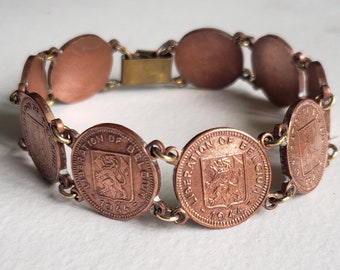 Vintage Liberation of Belgium Bracelet  - 1944 - Coin Bracelet  - Vintage Jewellery 84