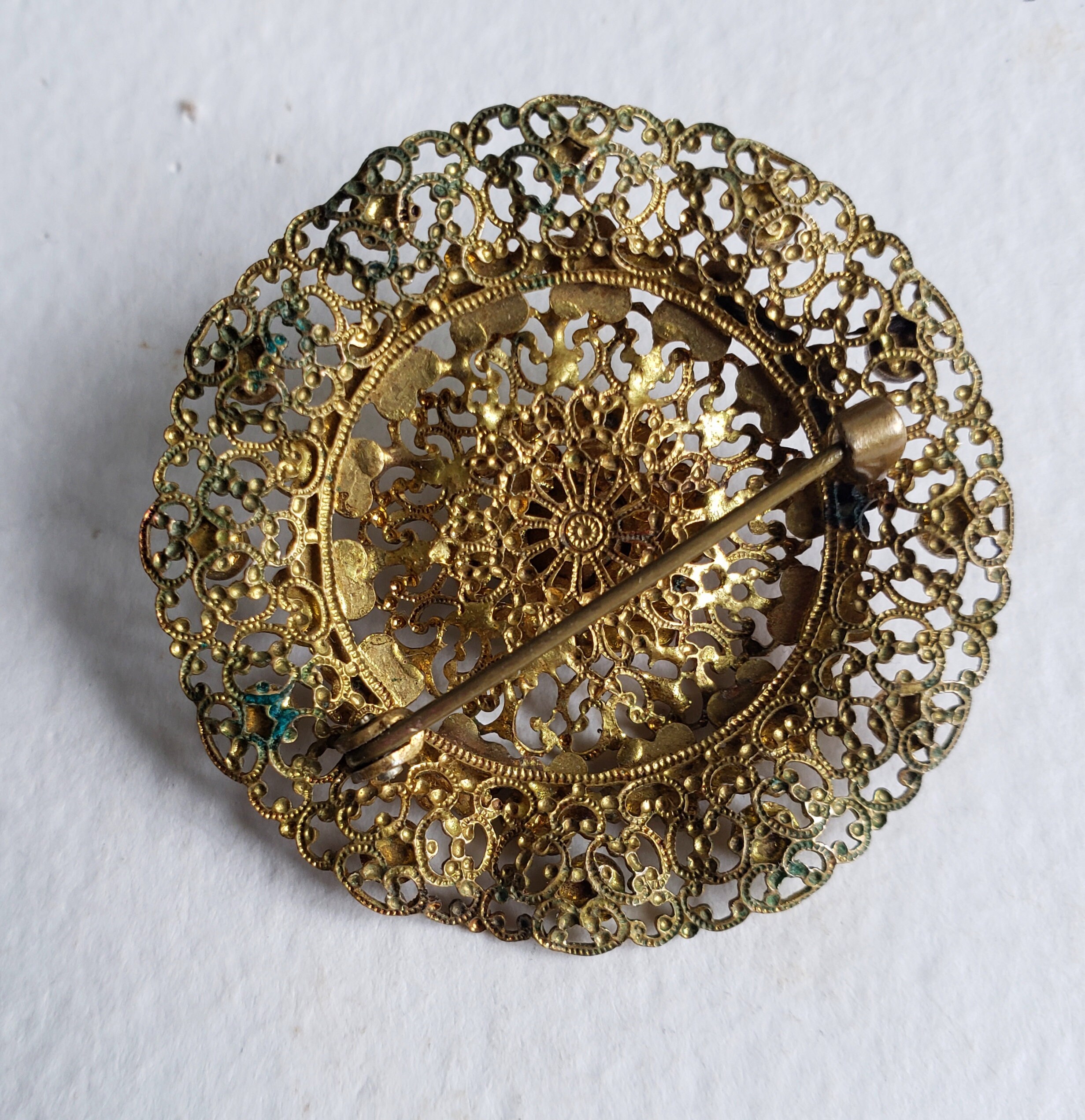 Vintage Czech Style Brooch - Enamel Flowers - Gifts for Her