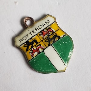 Vintage Holland Rotterdam Souvenir Travel Charm - Dutch Souvenir- Silber 835- Emaille Travel Shield - Armband Charm