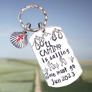 El Camino trail keyring, Santiago de compostela, way of St. James, long distance, pilgrimage routes, hand stamped, custom design image 3