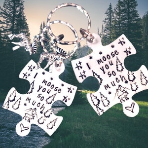 I miss you gift,I moose you so much keyring, faraway friends,interlocking, separated friends,for her, for him, imagem 7
