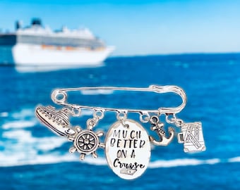 Cruise ship kilt pin brooch, personalised cruise shawl pin,ambassador cruise ship, ambience,ambition, hand stamped,