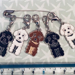 5 Poodle stitch markers for knitters and crocheters,knitting gift, crochet gift, NO BLACK image 8
