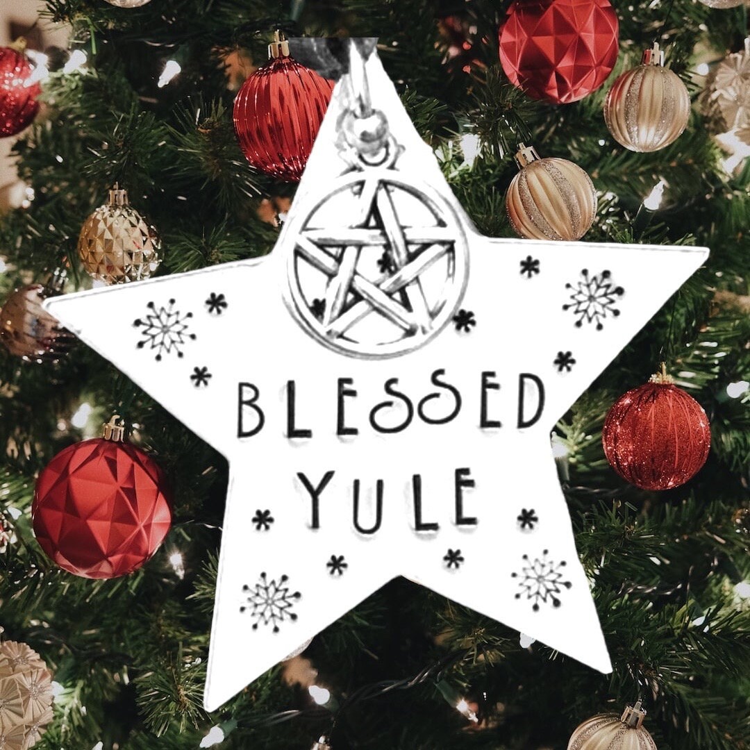 Blessed Yule Christmas Tree Star Decoration, Yule Altar, Christmas