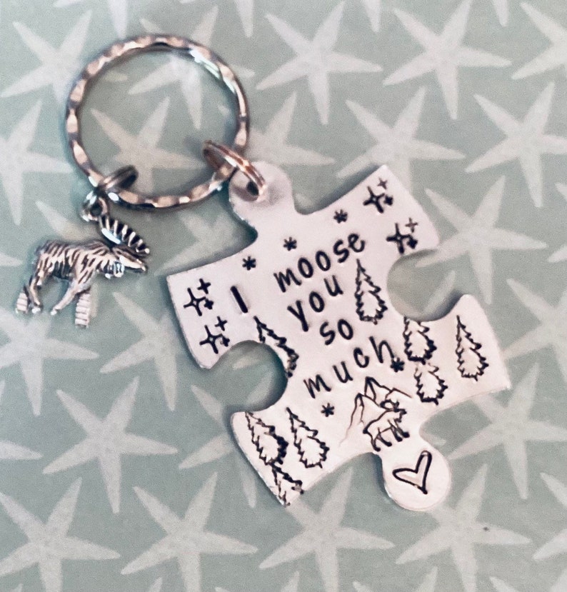 I miss you gift,I moose you so much keyring, faraway friends,interlocking, separated friends,for her, for him, imagem 8