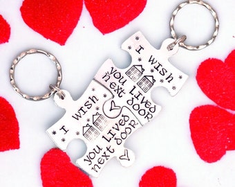 I wish you lived next door, Virtual hug token, lockdown, Hand Stamped, friends apart, separated couples,