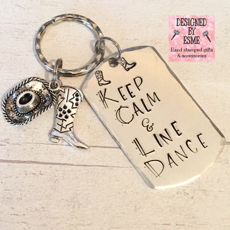Line Dancing gift keep calm and line dance Keyring country Etsy