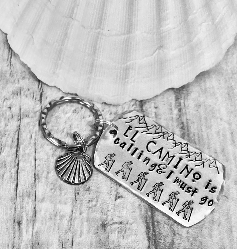 El Camino trail keyring, Santiago de compostela, way of St. James, long distance, pilgrimage routes, hand stamped, custom design image 10