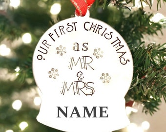 First Christmas as a married couple, Xmas tree gift, personalised gift, christmas decoration, home decor, hand stamped gift