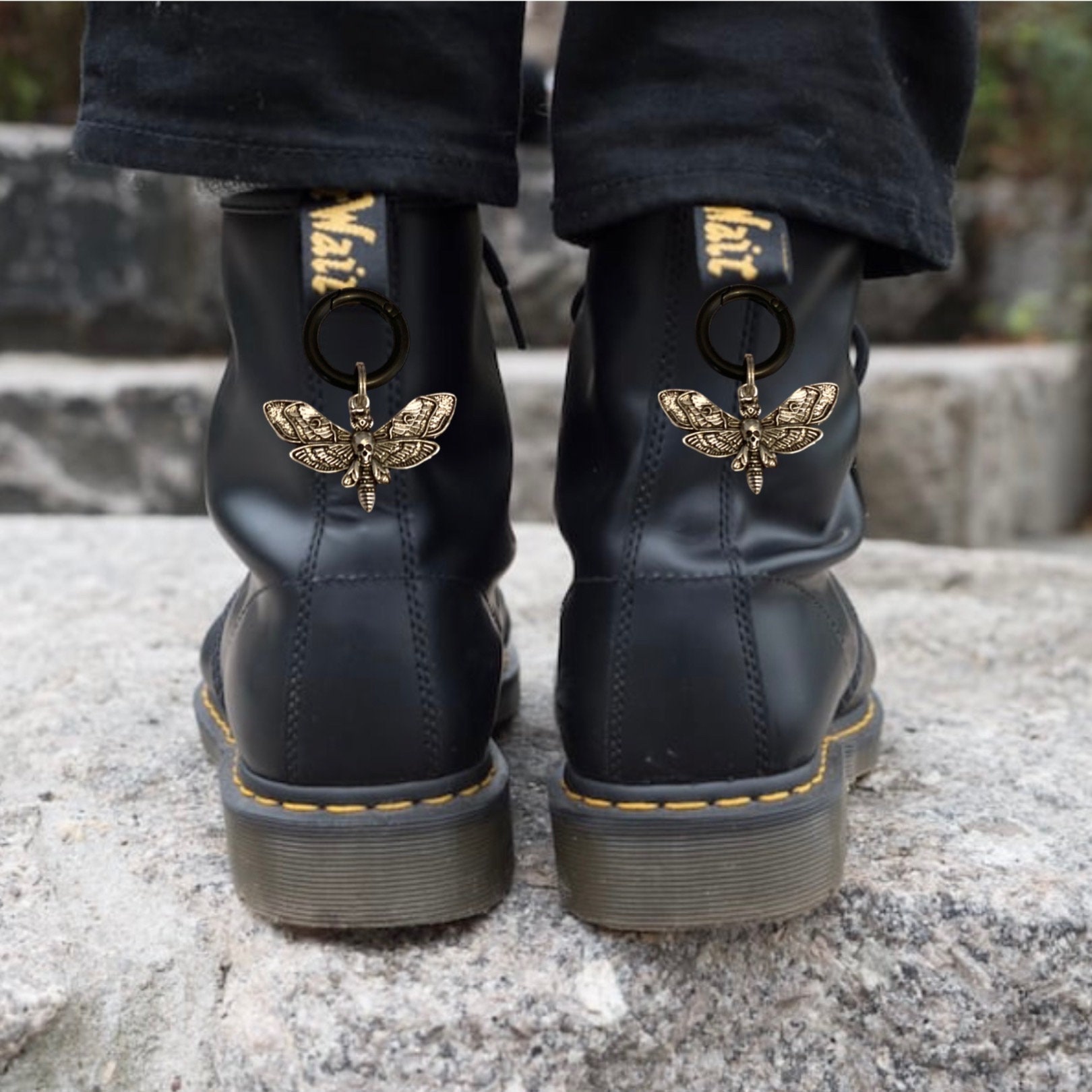 Goth Boot Charms Death Head Moth Black Spring O Rings Doc Marten Boots 5cm High. Etsy