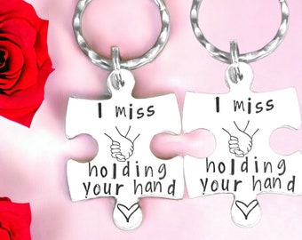 I miss holding your hand,  Valentine’s gift , Hand Stamped, friends apart, separated couples,
