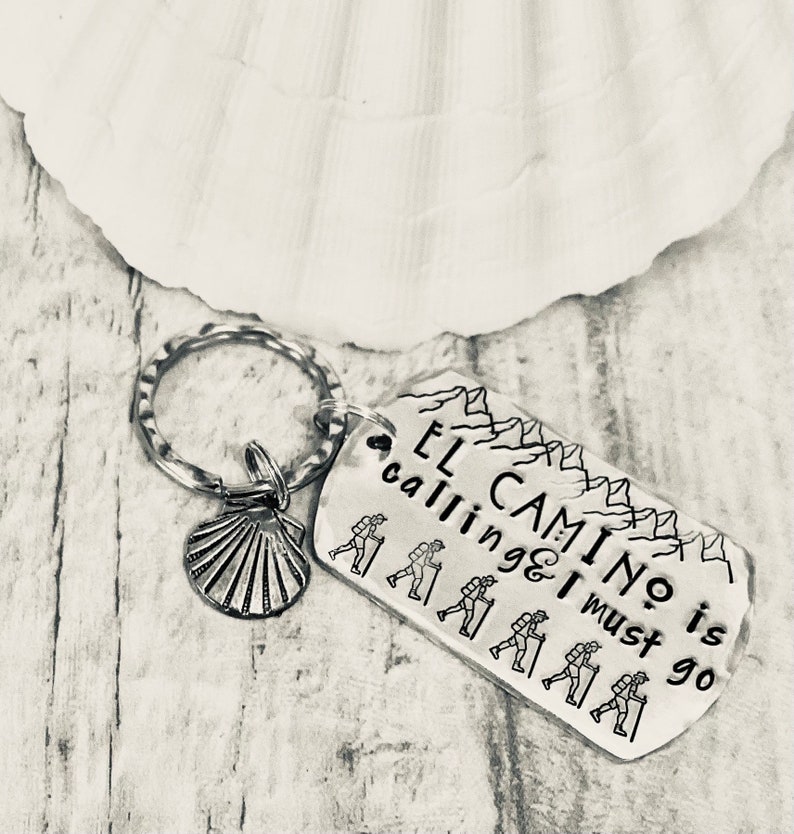 El Camino trail keyring, Santiago de compostela, way of St. James, long distance, pilgrimage routes, hand stamped, custom design image 4