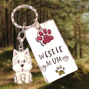 Westy Keyrings / West Highland White Terrier Key Chains and Dog Collar Charms. Popular British Dogs. — Sketched by Ste