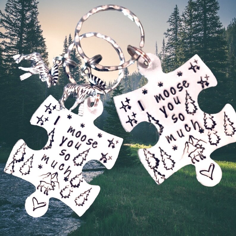 I miss you gift,I moose you so much keyring, faraway friends,interlocking, separated friends,for her, for him, imagem 5